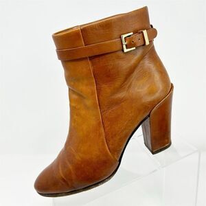 Kate Spade Women's Heeled Ankle Booties Brown Leather Buckle Strap Size 8M